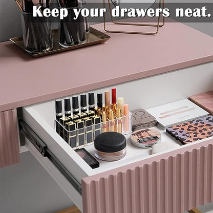 ELLDOO Rollerball Perfume Organizer, 24 Spaces Clear Acrylic Perfume Storage Holder Beauty Scent Holder, Makeup Lipgloss Lipstick Display Case