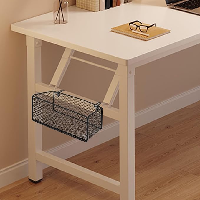 Bedside Organizer - Black Bedside Hanging Wire Basket Organizer With Adjustable Hook Spacing - Dormitory Bed Storage Caddy For College Dorm Room Bunk Bed