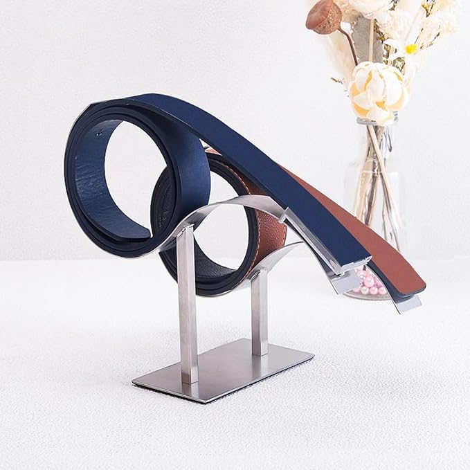 Stainless Steel Belt Display Stand Rack Belt Holder Organizer Belt Storage Organizer and Displayer for 2 Belts Retail Store Display or Home Use