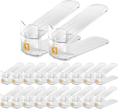 CiBiZi Clear Shoe Slots Organizers 20Pack Shoe Stacker Organizer for Closet Shoe Stackers for a Pair of Shoes Shoe Display Shelf Shoe Rack Holders Space Saver Organizador de Zapatos (Clear)