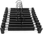 Pants Hangers Skirt Hangers,20 Packs Black Plastic Dress Trousers Hanger with Non-Slip Big Clips and 360 Rotatable Hook