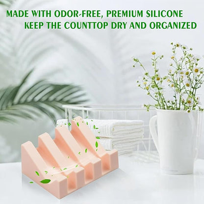 Soap Dish Holder for Shower with Suction Cup, Silicone Soap Holder & Saver Self-Draining Bar Soap Dish Keeps Soap Dry for Bathroom, Kitchen, Bathtub, Extends Soap Life (Pink-3Pack)