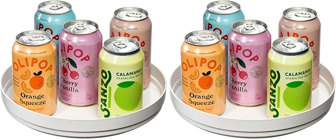 iDesign Recycled Plastic Lazy Susan Turntable Organizer, The Rosanna Pansino Collection – 10.03” L x 10.03” W x 1.73” H, Coconut (Pack of 2)
