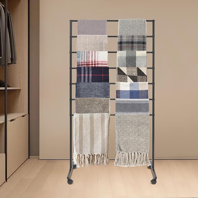 Scarf Organizer, Scarf Display Stand, 7 Tier Metal Scarf Holder Organizer, Floor-standing Scarf Rack for Commercial or Home, Hijab Stand RackTies Belt Pants Hanging Rack