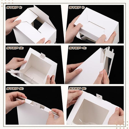 32 Pcs Hat Gift Boxes with Clear Window 8.7 x 7.7 x 4.8 Bulk Foldable Hat Shipping Box for Packing Paper PVC Baseball Cap Display Boxes, Reliable Construction, White Stackable Storage Container