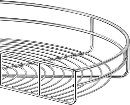 JOWBOOW 32" Kidney Lazy Susan for Corner Cabinet, Lazy Susan Replacement Shelves for Cabinet,Chrome Rotating Storage Rack for Corner Cabinet Organizer (Cannot be Door-Mounted)