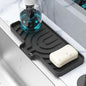 Sponge Holder for Kitchen Sink, Dish Sponge Holder & Soap Tray with Drain, Bathroom Sink Sponge Drying Rack & Perfect Organizer for Dispenser,Bottle,Cup on Sinks or Counter (10"x 4"Black)