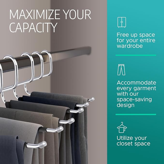 Pants Hangers - 30 Metal Non-Slip Open-Ended Trouser Hangers