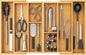 Lifewit Expandable Utensil Organizer for Kitchen Drawer, Adjustable Cooking Silverware Tray, Plastic Cutlery Flatware Holder, Spatula Tools Gadgets Storage Divider, 21- 36 x 16, Bamboo, Natural