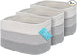 3-Toned Gray Cotton Rope Baskets for Shelves, Set of 3-15"×10"×9½" - Woven Storage Baskets for Organizing - Closet, Nursery, Bedroom, Playroom - Toys, Books, Towels, Clothes