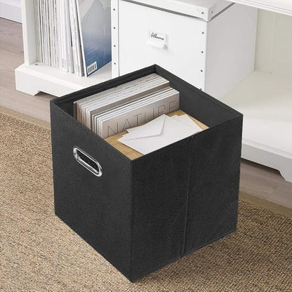 ShellKingdom Storage Bins, Foldable Fabric Storage Cubes And Cloth Storage Organizer Drawer with Metal Handle For Closet And Toys Storage, 11 X 10.5 X 10.5 INCH, 2 Pack (Black)