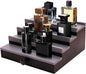 Black Grey Cologne Organizer for Men - 4 Tier Wooden Cologne Display Stand with Drawer and Hidden Compartment, Mens Cologne Perfume Holder Shelf for Organizing and Storing