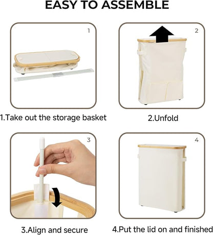 StorageWorks Toilet Paper Storage Baskets with Dual Flip Lids, Toilet Paper Organizer for Bathroom, Toilet Paper Container with Side Pocket, Holds 15 Mega or 20 Regular Rolls, Large, Beige