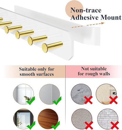 NiHome 4-Pack Wall Mount Acrylic Jewelry Storage for Necklaces, Bracelets, Earrings, Accessories, Easy Installation for Vanity, Bathroom, Kitchen (White)