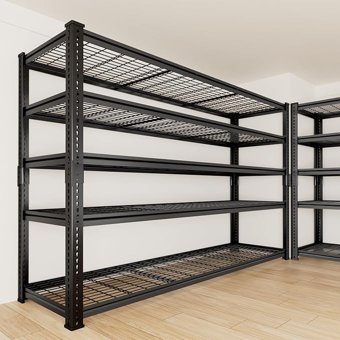ROOMTEC Garage Shelving, 3300 LBS Capacity Storage Shelves Heavy Duty, 5 Tier Adjustable Metal Organizer Wire Rack, 60"L x 24"W x 78"H Utility Shelf Unit for Kitchen Pantry (1, 60" L x 24" W x 78" H)