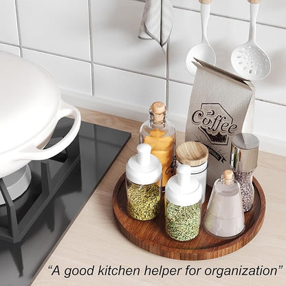 VERTORGAN Lazy Susan Organizer for Kitchen,Bamboo Turntable for Cabinet,Pantry,Vanity,Middle（Brown）