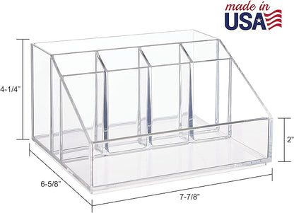 STORi Chloe Clear Plastic Stackable Desk Organizer, Rectangular 6-Compartment Office Supply Holder for Pens, Markers & Notepads, Made in USA