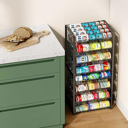 JKsmart 4-Tier Can Rack Organizer for Pantry, Adjustable Can Storage Holder for Various Ounces of Canned food Soda Drinks, Can Dispenser Holds Up to 48 Cans for Cupboard Cabinet