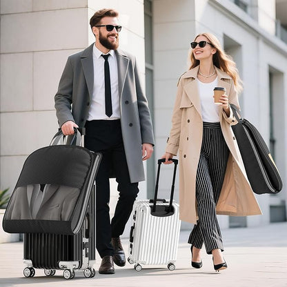 DIMJ 4 Pack 43" Space Saving Garment Bags for Hanging Clothes With Compression Zipper Carry Handles and Window, Washable Suit Bag for Dress, Clothes, Coats, Down Jacket, Closet, Moving, Travel