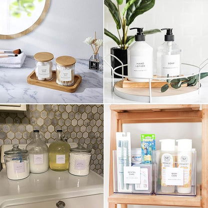 204pcs Waterproof Minimalist Style Bathroom Labels for Organizing Bathroom Storage Bins Containers and Jars to Stick for Glass or Plastic Spray Bottle and Metal