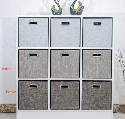 Posprica Storage Bins,11×11 Foldable Storage Cubes Boxes Container Closet Organizer Shelf Cabinet Bookcase,Thick Fabric Drawer Container - 4pcs,Coffee