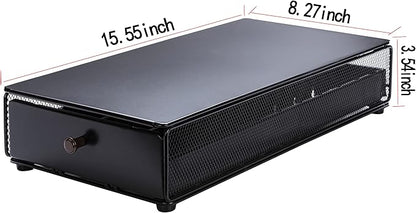 Coffee Pod Drawer Organizer for Nespresso Vertuo, 30 Pods Coffee Pod Holder, Coffee Pods Organizer with Mesh Shelves Black Metal