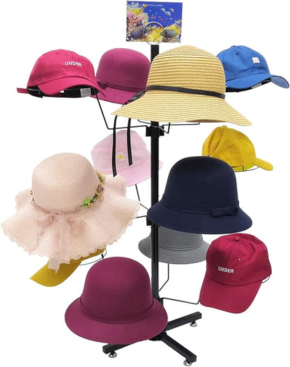 FixtureDisplays® Countertop Hat Rack Headwear Wig Cap Display Tabletop Stand 24x24x37" 3-Tier 12 Hats 10125-NF