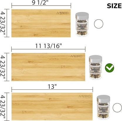 AMBIRD Bamboo Spice Drawer Organizer with Non-slip Mat,4 Tier - 2 Set Jar Spice Rack Tray From 12''to 24'',Hold up 48 Jars Seasoning Organizer for Kitchen,Cabinet,Drawers,Countertop