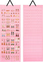Lolalet Hanging Earring Holder Organizer with 20 Hooks for Women, Earring Organizer Wall Earrings Hanger Pierced Earring Storage, Felt Stud Earring Display, 608 Holes for Earrings - Pink, 1 Pack