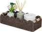 CubesLand Paper Rope Scalloped Edge Shelves Storage Basket, Woven Toilet Paper Baskets for Over Toilet Storage Shelf, Ending Table, Floating Shelves Organizing or Home Décor, with Wood Handle, Brown