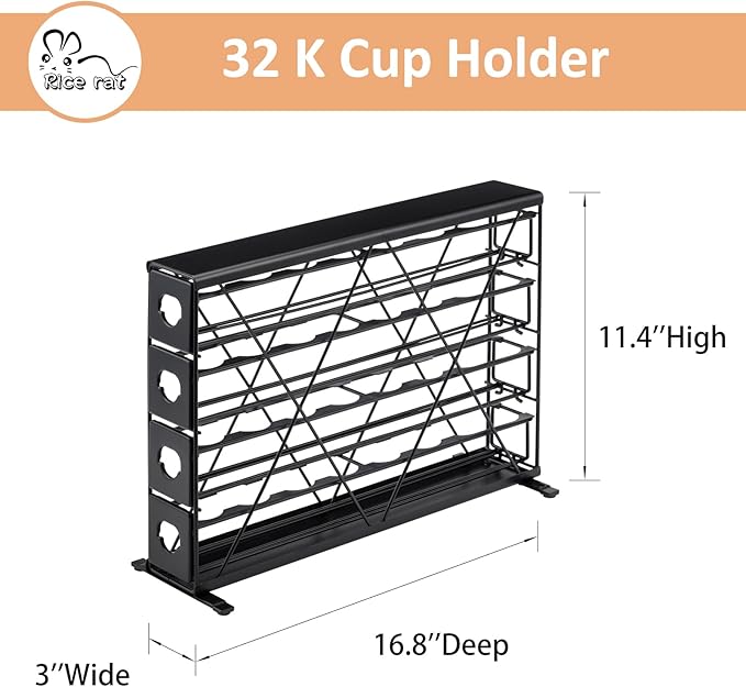 K Cup Holders for 4 Tier, 32 Pods K Cup Storage, Coffee Pod Holder for Countertop, K Cup Organizer Coffee Bar Accessories Black Metal