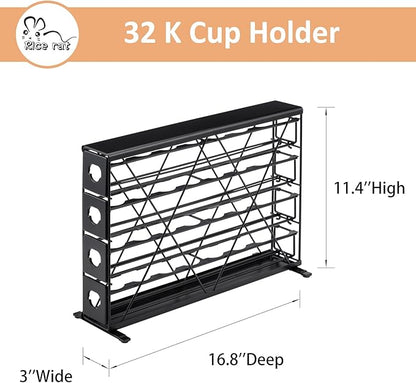 K Cup Holders for 4 Tier, 32 Pods K Cup Storage, Coffee Pod Holder for Countertop, K Cup Organizer Coffee Bar Accessories Black Metal