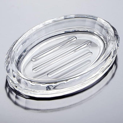 MDLUU 2-Pack Glass Bar Soap Dish, Sponge Holder Case, Decorative Soap Saver Tray for Shower, Bathtub, Bathroom Sink, Kitchen Sink (Oval)