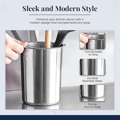 OCS Parts 6.75-Inch Kitchen Utensil Holder | Stainless Steel Dishwasher Safe Kitchen Countertop Organizer