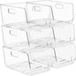 Sorbus Stackable Storage Bins Open Front, Clear Stackable Storage Bins, Pantry Bins for Storage and Organization, Acrylic Stackable Bins for Kitchen, Clear Pantry Organizer Bins (Medium 6 Pack)