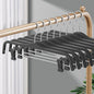 HUADYMEET 10 Pack 14 Inch Pants Skirt Hangers Non Slip,Plastic Jeans Trousers Hangers with Adjustable Clips and Swivel Hook for Women,Men,Heavy Duty Space Saving Clothes Hanger for Shorts,Slacks,Grey