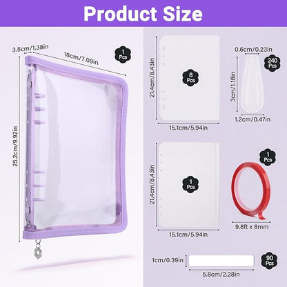 Segbeauty Nail Swatches Polish Display with Zipper, Nail Color Display Book Sample, Nails Polish Organizer A5 Binder with 240 False Tips, Gel Fake Press On Nails Art Salon Supplies Holder Purple