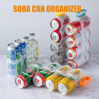 Can Storage Organizer for Refrigerator, Stackable Kitchen Canned Food Holder with Handles, Beverage Drink Pop Soda Can Dispenser (Color : Yellow)