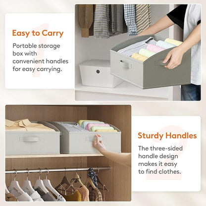 Lifewit Trapezoid Closet Storage Bins for Shelf, 6 Packs Non-woven Closet Organizer Baskets with Handles, Foldable Clothes Containers Boxes for Clothing, Book, Purse, 19L, Large, Light Gray