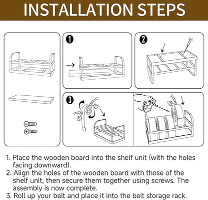 DAOYA 5-Slot Belt Organizer for Closet, Bamboo Wooden Belt Storage Rack for Dresser Drawer, Display Belts Ties Neatly, Sturdy Gift for Men