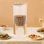 DYNAMI 8L/2.1Gal Glass Rice Storage Container with Airtight Lid,Glass Grain Container with Wood Stand and Thermometer,for Kitchen Organization Pantry Store