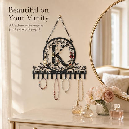 Wall-Mounted Metal Earring Holder Hanging Jewelry Organizer for Earrings and Necklaces Space-Saving Wall Display with Hooks for Jewelry Storage (jewelry stand K)