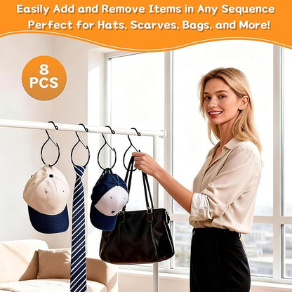 Belt Ring Hanger, 8 Pack Space-Saving Belt Organizer for Closet, Rust-Resistant Hanger forBelts, Scarves, Ties and Accessories, Multi-Purpose Closet Storage, Black (8PCS)