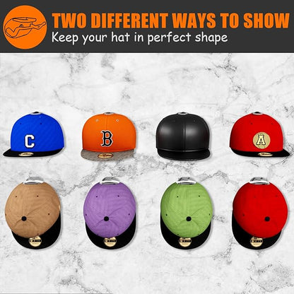 Niunuerga 24 Pack Adhesive Hat Hooks for Wall, Strong Hat Rack for Baseball Caps, Minimalist Hat Organizer Display for Home Decor, Hat Hold Hanger for Wall, Door, Closet, No Drilling (Grey)