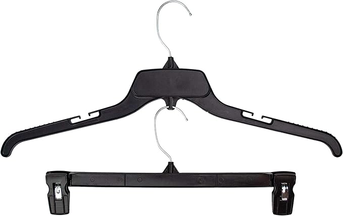 HangOn Shirt & Pants Hangers Combo Set Recycled Plastic, Black, 19 Inch & 14 Inch, 15 Each 30 Total