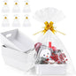 AFOROEOA 10PACK Baskets For Gifts Empty, 10 x 8”Thick White Gift Basket with 10 Clear Gift Bags and 10 Pull Bows, Empty Gift Baskets for Christmas, Thanksgiving Wedding Birthday Party Wrapping Gift