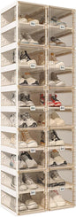 ANTBOX Foldable Shoe Rack,Shoe Organizers for Closet Plastic Shoe Storage Box for Entryway,Living Room,Large Sturdy Stackable Sneaker Cabinet Bins with Magnetic Clear Door 10 Tiers 20 Pairs
