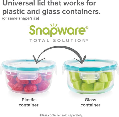 Snapware Glass Total Solutions (12-Pack) Food Storage Containers Set, (1, 2 & 4 Cup), Airtight & Leakproof Plastic Locking BPA-Free Lids, Freezer Dishwasher Microwave Safe