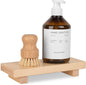 Bathroom Counter Organizer Wood Pedestal Stand Farmhouse Decorative Tray Soap Holder for Kitchen Decor, Small, Burlywood