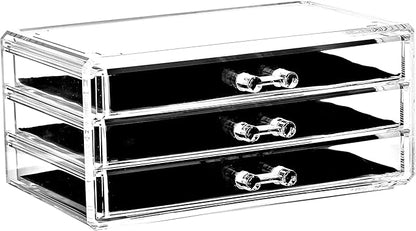 Ikee Design 5 Pcs Set Acrylic Makeup Organizer with 15 Drawers and Removable Top Lipstick Holders, Ideal for Make-up, Accessories,Enhance Your Vanity or Bathroom with Clear Design for Quick Visibility